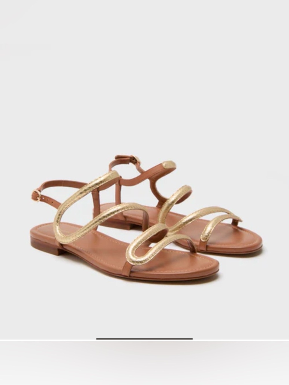 Tuckernuck Gold Metallic Strap Sandals with Tan Footbed